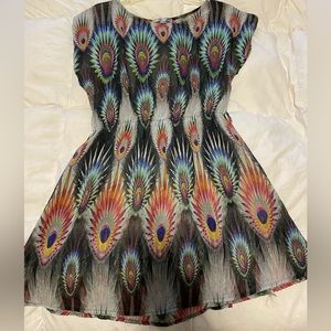 Peacock Print sheer cover-up or dress